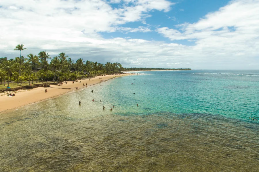 Vista aérea da Praia de Taipu de Fora, Península de Maraú